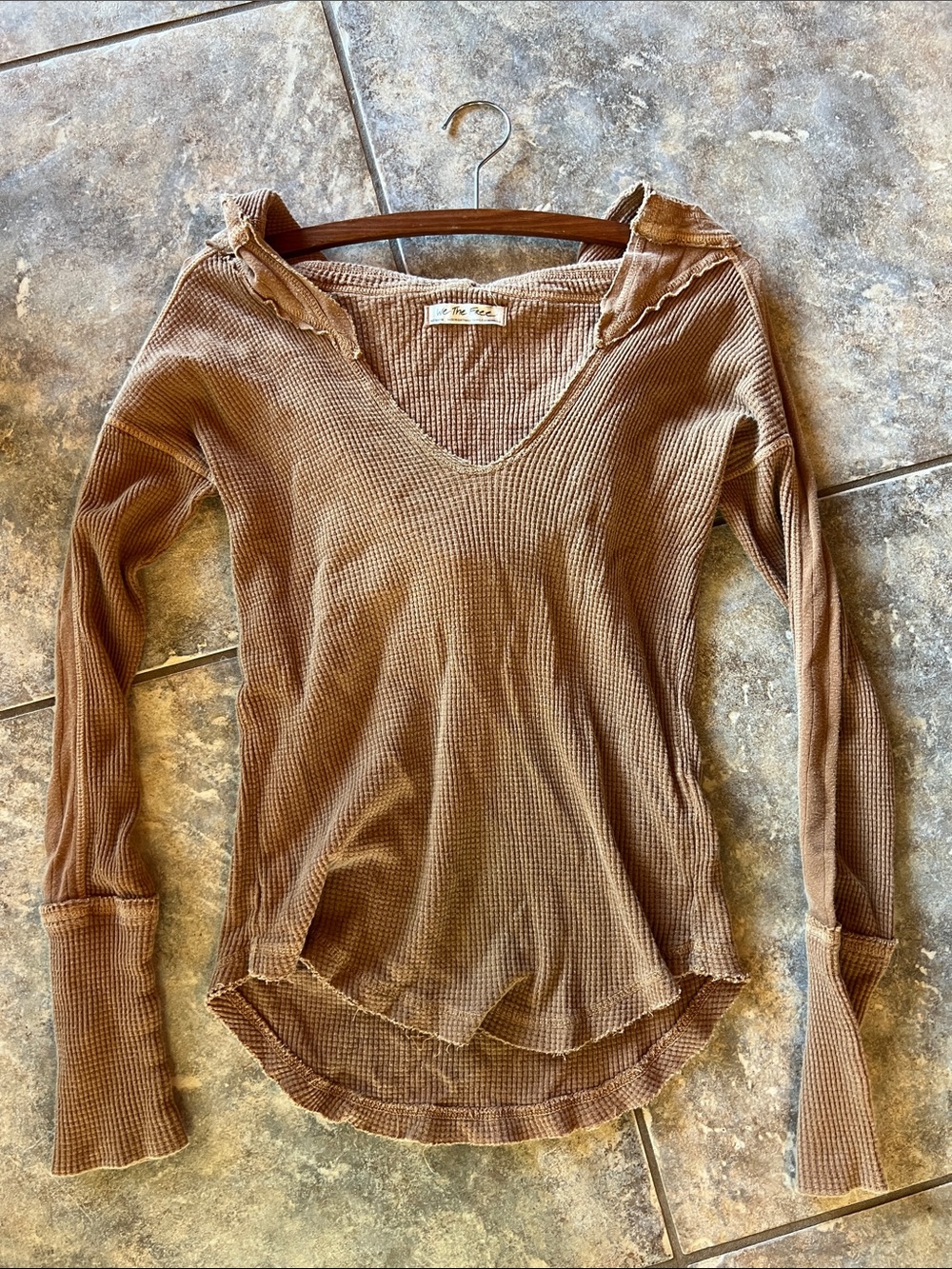 We The Free Hooded Waffle Knit  Long Sleeve